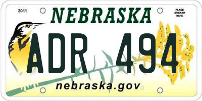 NE license plate ADR494