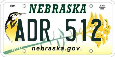 NE license plate ADR512