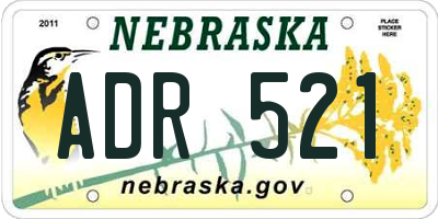 NE license plate ADR521