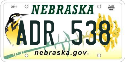 NE license plate ADR538