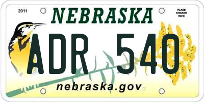 NE license plate ADR540
