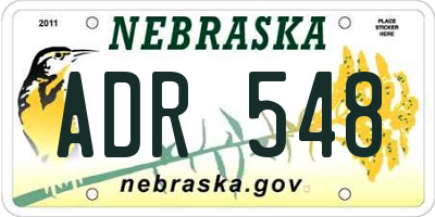 NE license plate ADR548