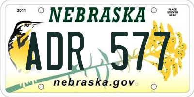 NE license plate ADR577