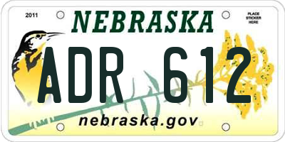 NE license plate ADR612