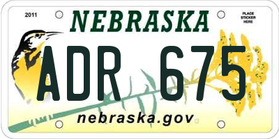 NE license plate ADR675
