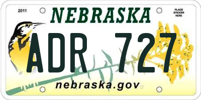 NE license plate ADR727