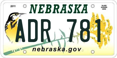 NE license plate ADR781