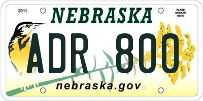 NE license plate ADR800