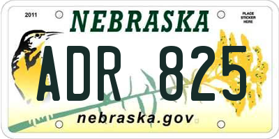 NE license plate ADR825