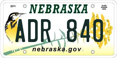 NE license plate ADR840