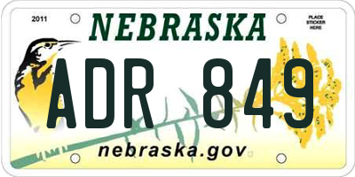 NE license plate ADR849