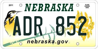 NE license plate ADR852