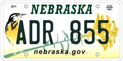 NE license plate ADR855