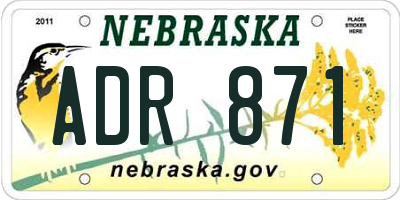 NE license plate ADR871