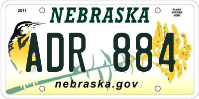 NE license plate ADR884