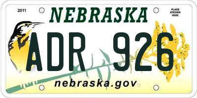 NE license plate ADR926