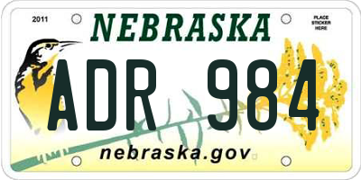 NE license plate ADR984