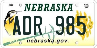 NE license plate ADR985