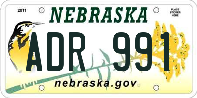 NE license plate ADR991