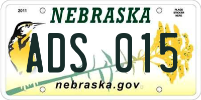 NE license plate ADS015