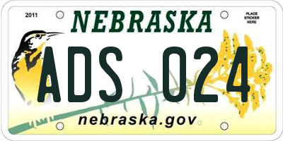 NE license plate ADS024