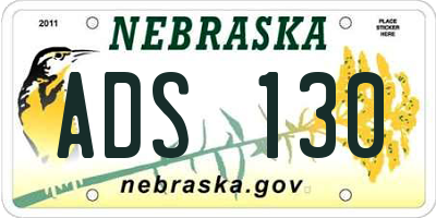 NE license plate ADS130