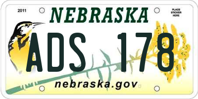 NE license plate ADS178