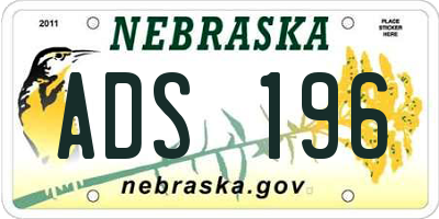 NE license plate ADS196