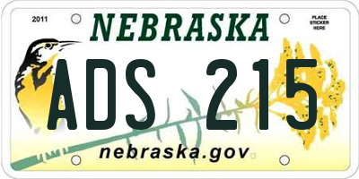 NE license plate ADS215