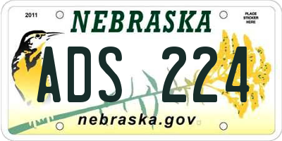 NE license plate ADS224