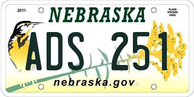 NE license plate ADS251