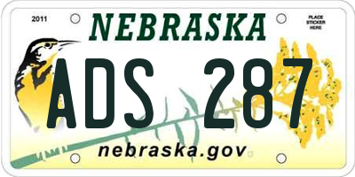 NE license plate ADS287