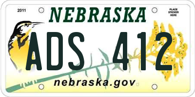 NE license plate ADS412
