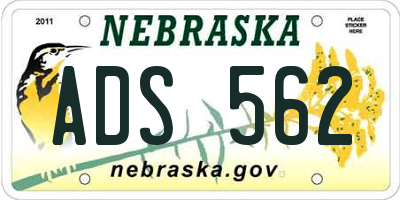 NE license plate ADS562