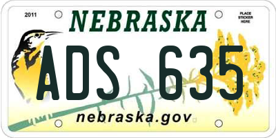 NE license plate ADS635