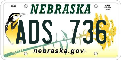 NE license plate ADS736