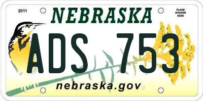 NE license plate ADS753