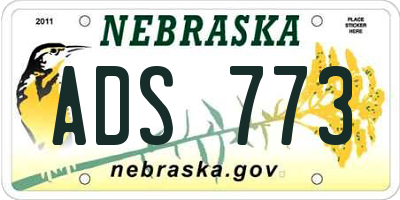 NE license plate ADS773