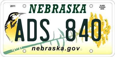 NE license plate ADS840