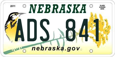 NE license plate ADS841