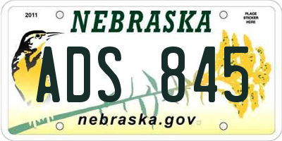 NE license plate ADS845