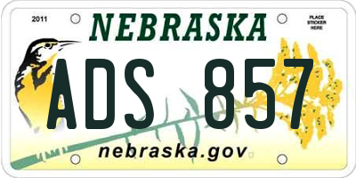NE license plate ADS857