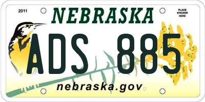 NE license plate ADS885