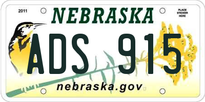 NE license plate ADS915