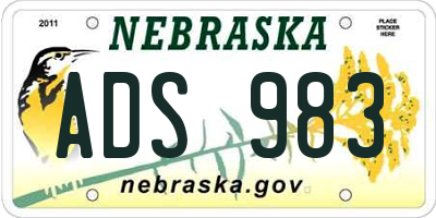 NE license plate ADS983