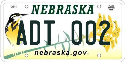 NE license plate ADT002