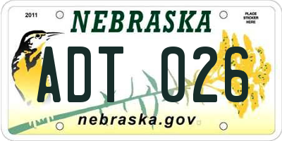 NE license plate ADT026