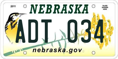 NE license plate ADT034