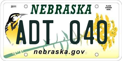 NE license plate ADT040