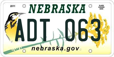 NE license plate ADT063